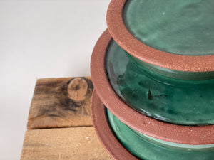 Green stoneware storage bowls