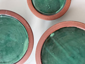 Green stoneware storage bowls