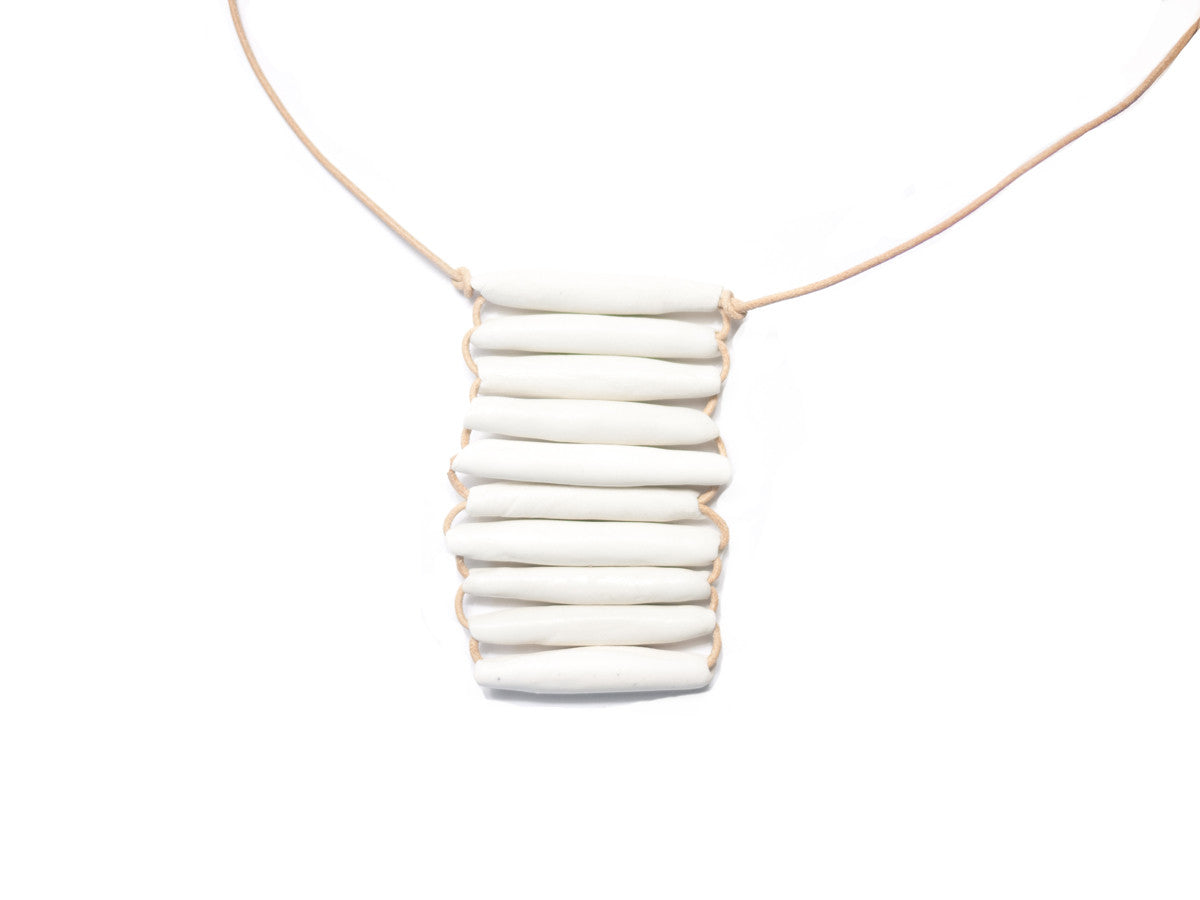 Woven necklace long white