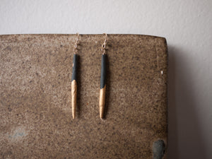 Quill Earrings black with gold dipped tip