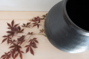 Stoneware black moon jar