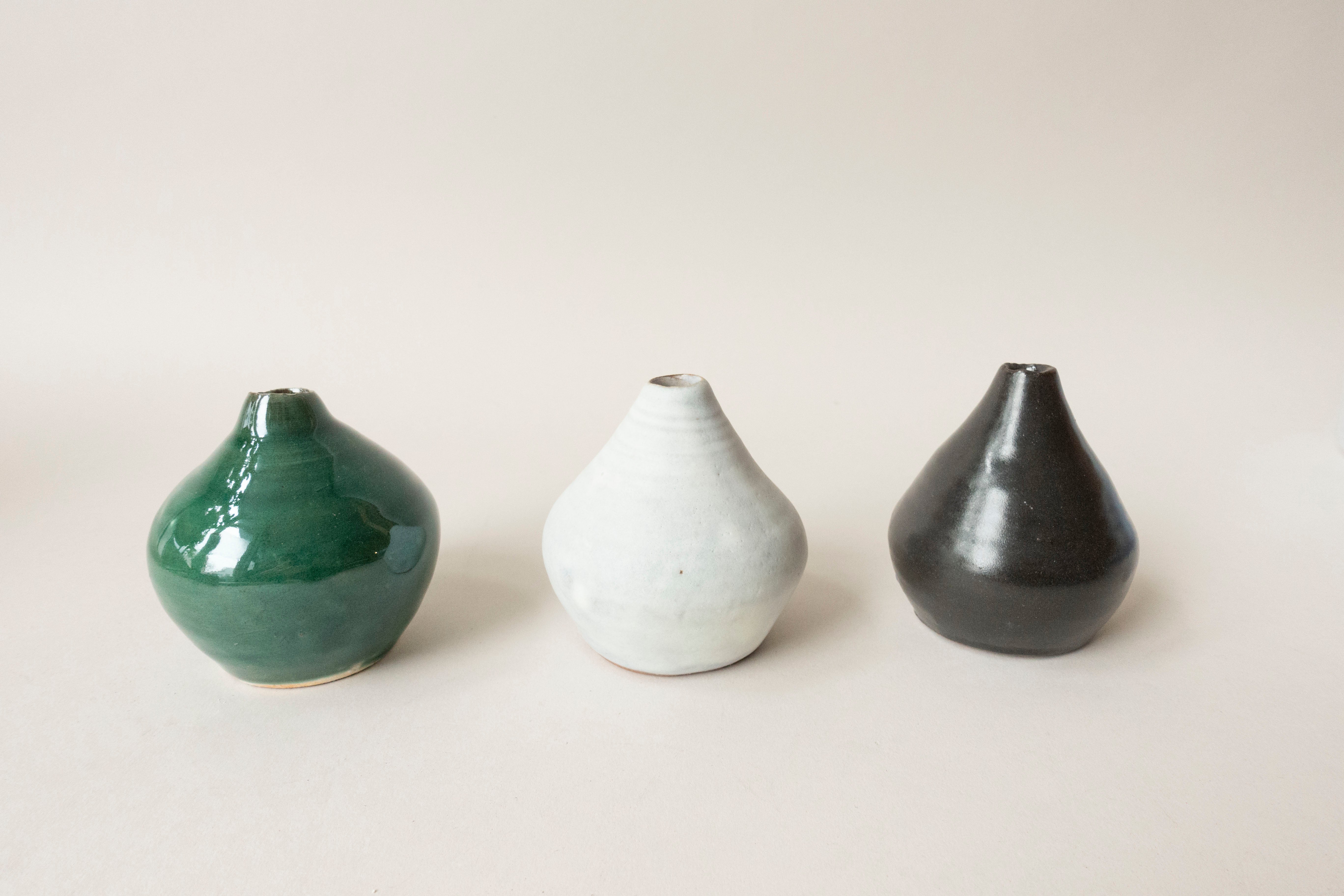 Stoneware Green Bud Vase