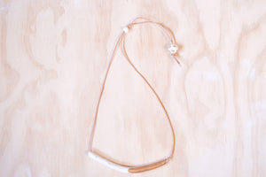 Necklace white tube, gold dipped