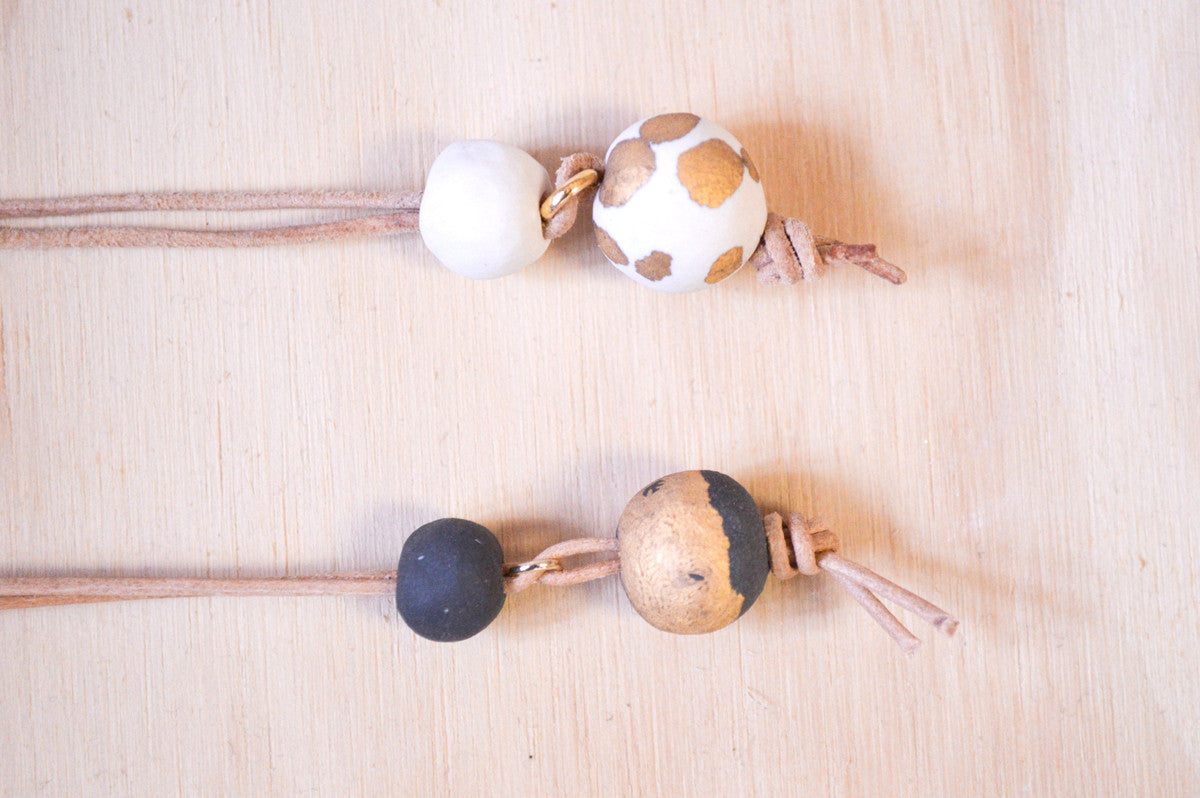 Woven necklace short white